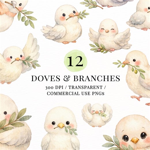 White Dove Clipart PNG Bundle, Peace Dove With Olive Branch Graphics, Religious Clipart, Holy Spirit, Printable Stickers, Sublimation - Etsy