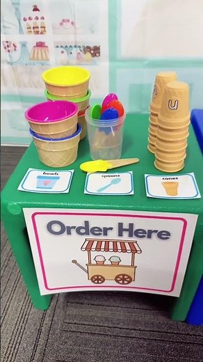 Our dramatic play area has officially turned into an ice cream shop, and this is always one of the