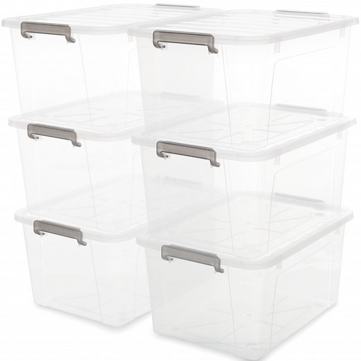 44 Qt Clear Storage Bins with Lids Large Stackable Plastic Storage Box 6 Packs - Walmart.com
