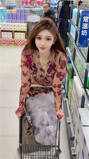 Asian girl Xiao Xiang goes grocery shopping #shorts #beautiful