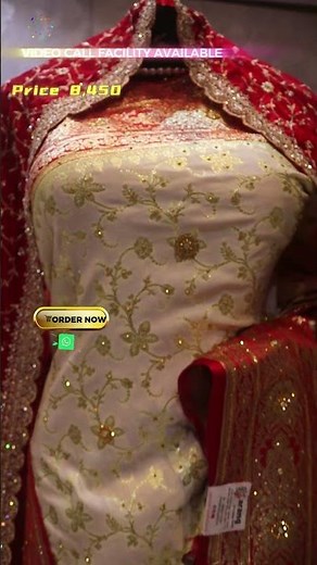 ARNG-4828 Pure Ivory & Crimson Red Banarasi Silk Saree with Embellished Veil|Royal Bridal Collection