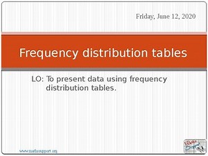 Presentation of data: frequency distribution tables
