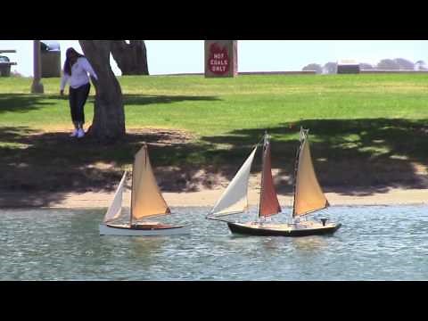 Schooner sailing on San Diego Model Yacht Pond