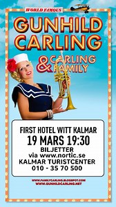 Kalmar First hotel Witt Tue Mars 19th Jazz concert w Gunhild Carling & Carling Family https://www.nortic.se/ticket/event/55597 | Gunhild Carling