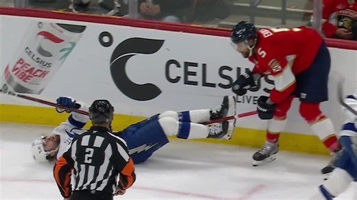 Ekblad’s uncalled high hit sends Lightning’s Hagel to locker room