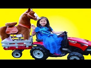 Jannie Pretend Play with Ride-On Tractor & Horse Toy for Kids