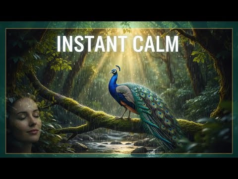 Instant Stress Relief 🌿 Relaxing Piano with Rain & Birds | Peacock Forest Nature Healing 4K