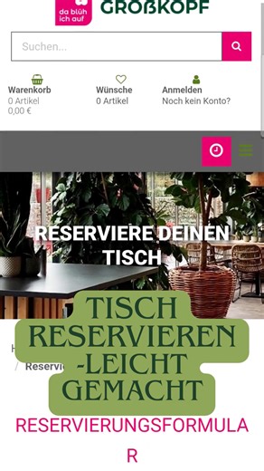 Gärtnerei Großkopf on Instagram: "✨ Unser neues Reservierungstool ist da! ✨ Ab sofort könnt ihr euren Besuch in unserem #cafeginkgo noch besser planen ☕🌿 ✔ Platz zum gewünschten Zeitpunkt im Café sichern ✔ Frühstücksetagere Ginkgo vorab buchen ✔ Hochstuhl dazubuchen ✔ Möglichkeit, den Termin selbstständig absagen 👉 Ihr kommt über unsere Website oder über den Link in unserer Bio direkt zum Reservierungstool. Wir freuen uns auf euch 💚 #gärtnereigroßkopf #dablühichauf #terminbuchung #cafeliebe