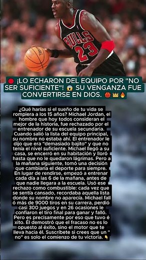 🔴 Lo rechazaron por "malo" y lloró en su cuarto... 😭 La historia real de Michael Jordan.