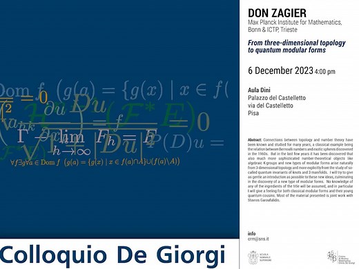 Don Zagier：From three-dimensional topology to quantum modular forms