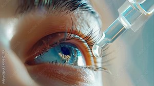 video animation of an eye drop bottle over the eye