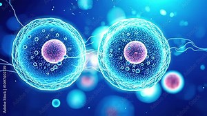 3D Animation of Microscopic View of Stem Cells Self-Replicating and Proliferating within Body. 4K Medical Illustration.