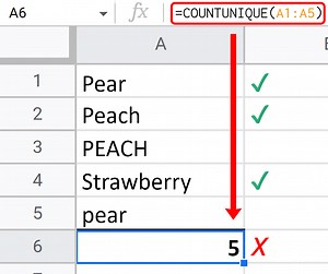 Count Unique Values Regardless of Capitalization - Google Sheets
