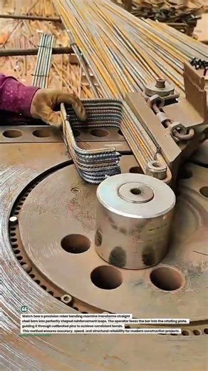 Precision Rebar Bending Machine in Action–Fast, Accurate Steel Shaping #Construction #Rebar
