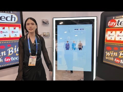 faytech Interactive Fitting Mirror: 65" 4K PCAP 10-touch, LED CCT, camera, Win/Android