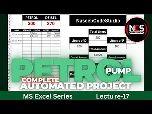 MS Excel Petrol Pump Fully Automated Project | IF, Percentage, SUM, SUMIF, Data Validation | Lec-17