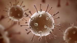 Virus seen by electron microscope. HD