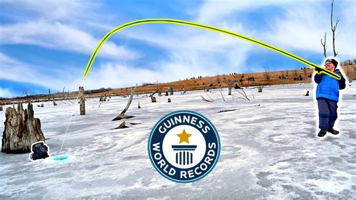 Ice fishing with the world’s longest fishing rod succeeds