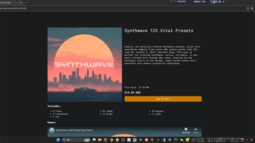 [Vital预制Demo]Synthwave Vital Preset Pack