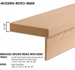 48-inch Modern Retrofit Return Engineered Wood Red Oak Tread Kit for Stair Remodel - MODERN-RETRO-48MR - Etsy