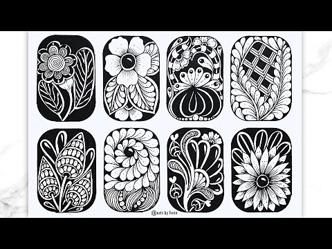 How To Draw 8 Beautiful Flowers For Beginners |Zentangle Art |Doodle Art | Zen-doodle