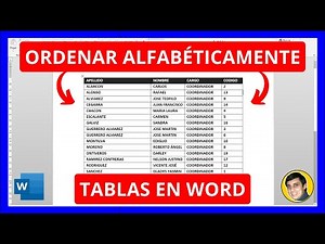 Cómo ORDENAR ALFABÉTICAMENTE TABLAS en WORD