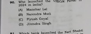 90. Who launched the VISION portal in 2024 in India?(A) Manoha... | Filo