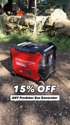 Save 15% off ANY Predator Gas Generator, Friday 7/18 through Sunday 7/20! In-Store only, while supplies last. Get your coupon in the #HarborFreight mobile app. | Harbor Freight