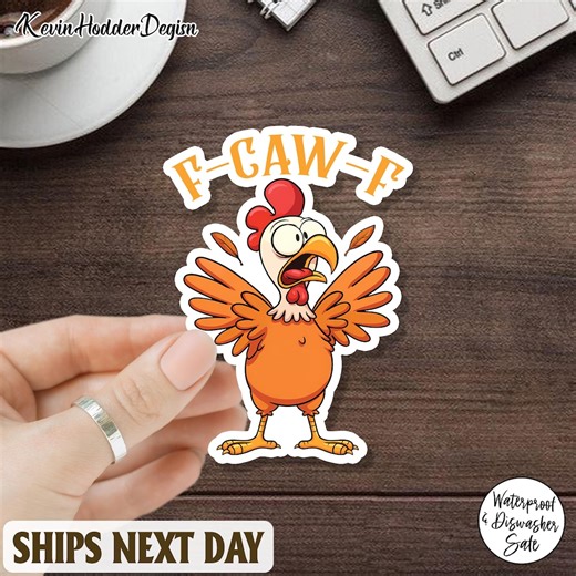 F-caw-f Trump Chicken Sticker - Funny Trump Vinyl Sticker, Trump Chicken Sticker, Gothic Humor Stickers for Laptops and Water Bottles - Etsy