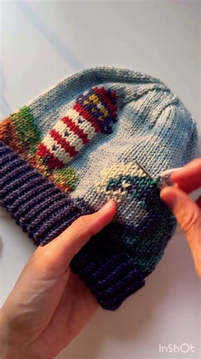 Stitching Waves 🌊Lighthouse Beanie Knitting in Progress💫 #knitting #knit #knitter #yarn #fiberart