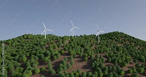 rotating wind power machine as renewable alternate green energy windmill - 3D Animation 4k DCI Stock Video