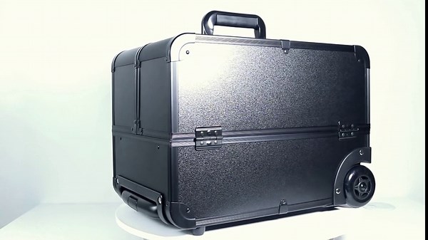 ELDA Professional Rolling Makeup Case Train Case Multi-functional Cosmetic Trolley Case with Wheels Large Storage Traveling Cart Trunk with Aluminum Tie Rods for Nail Technicians Hairstylist