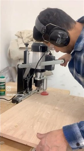Boring holes for hinges #hingeboringmachine #customcabinetry #doors #woodworking #tools #cabinets