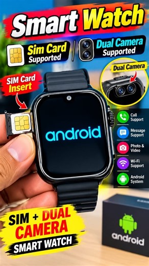 🔥 SIM Card + Dual Camera Smart Watch 😱 | Android Smartwatch | Full Features #Shorts
