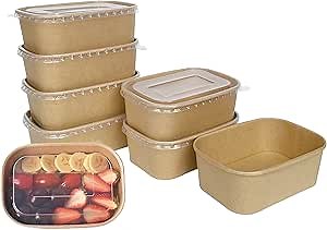 33oz Take out Containers Disposable [60-Packs] Eco-Friendly Food Container with Lid Paper Bowl with Lid To go Food Containers Take out Box Lunch Container Microwavable Safe