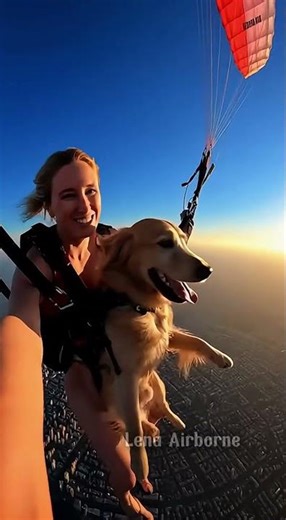 He Was Scared… Then He Started Smiling! 😍🐶 #skydiving #freefall #flying