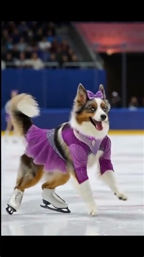 Ice Skating Dog - Australian Shepherd #icepaws #skatingdogs #inspirationalanimalstories
