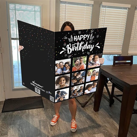 Jumbo 9 Photo Birthday Card: Personalized Message Inside, Custom Images and Text - Etsy