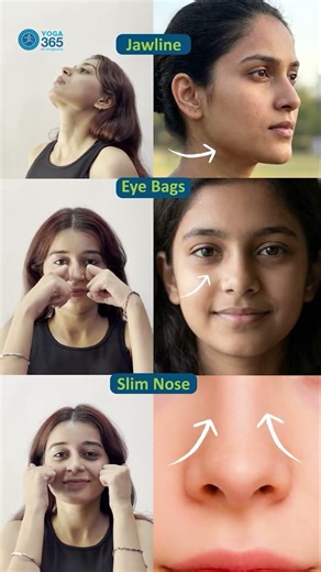 3 Face Yoga Exercises for Jawline, Eye Bags & Slim Nose | Natural Face Lift