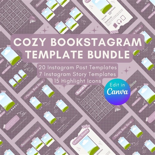 Cozy Bookstagram Canva Templates Bundle | Instagram Post & Story Templates | Reading Tracker, Book Review, Bookish Bingo | Book Blogger Kit - Etsy