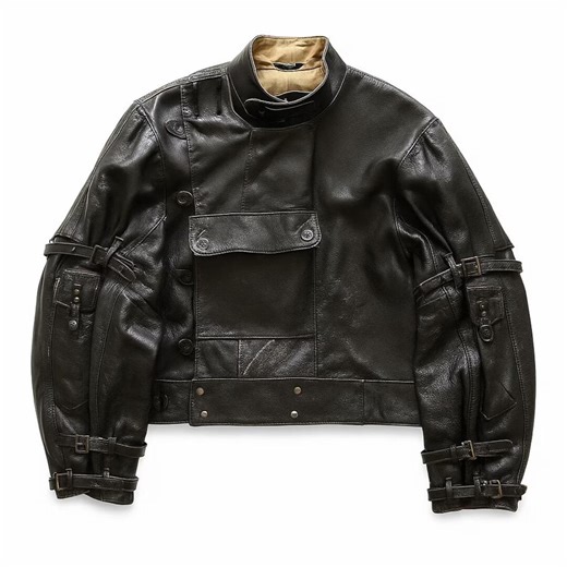 Vintage 1950s Swedish Military Leather Moto Jacket – Black Buckle Strap Asymmetrical Closure - Etsy