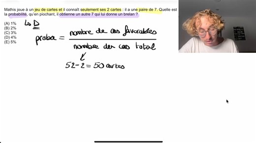 Calcul Thématique - Probas 2 - Cartes et Loteries - Question 10