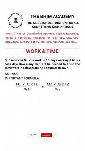 Time and Work | Type -3 | Question | Tricks | IMP Formula | Quantitative Aptitude | THE BHIM ACADEMY