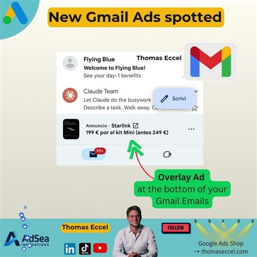 New Gmail Ad Format spotted #ppc #googleads #advertising #gmail #gmailad #ppcads #ads
