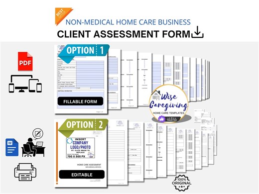 Home Care Client Assessment Template, Editable MS Word, Fillable PDF - Etsy
