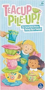 Educational Insights Teacup Pile-Up! Relay Game, Preschool Board Game, Easter Basket Stuffers for Kids, Gift for Kids Ages 4+
