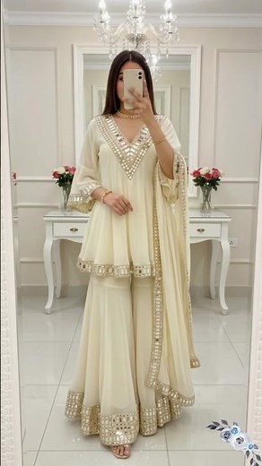 (Paid Promotion Available)Follow & cmmt "Cream" or save it 🧡 (Kurta set, sharara set, ethnic wear,