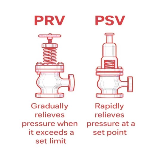 Pressure Safety Valve (PSV) *Opens instantly (pop action) when pressure exceeds the limit *Used for gases or steam (compressible) * Commonly use in boilers, air compressors, and pressure vessels. Pressure Relief Valve (PRV) *Opens gradually as pressure increases *Used for liquids which is not compressible fluid * Commonly use in water, or hydraulic systems. #valve #plumbing #workshop #useful #safetyvalve #reliefvalve | Maneesh Manu