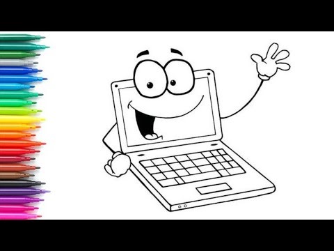 How To Draw a Cartoon Laptop 💻dibujo Drawing, Painting & Coloring For Kids and Toddlers_ Child Art
