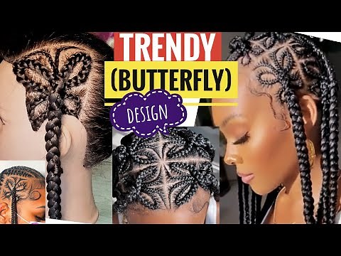 How To Do A Butterfly Braid Design For Box Braids || Butterfly design on hair
